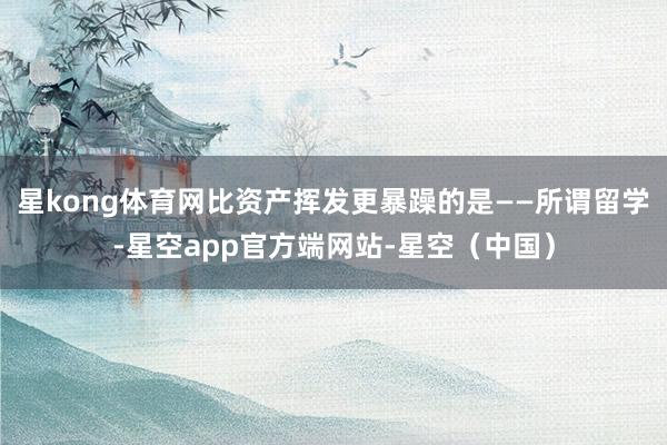 星kong体育网比资产挥发更暴躁的是——所谓留学-星空app官方端网站-星空(中国)
