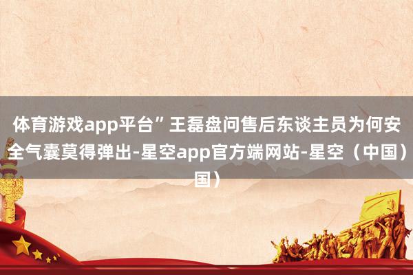 体育游戏app平台”王磊盘问售后东谈主员为何安全气囊莫得弹出-星空app官方端网站-星空（中国）